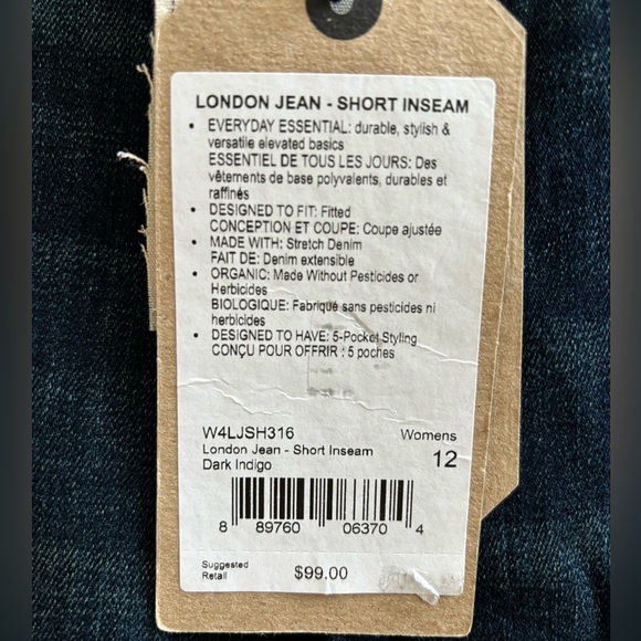 Prana London Jeans NWT Size 12/31 Short Dark Indigo - Picture 7 of 9